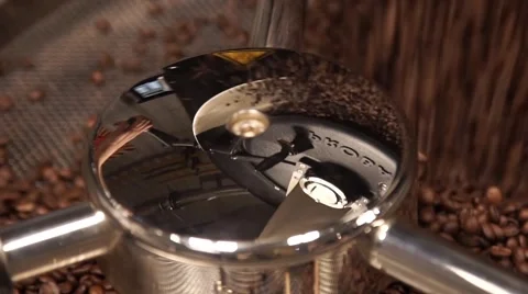 The Mixer of The Device of the Frying Coffee.Slow Motion Stock Footage 60583268