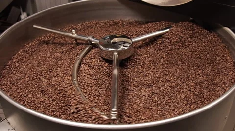 The Mixer of The Device of the Frying Coffee.Wide shot Stock Footage 60583291