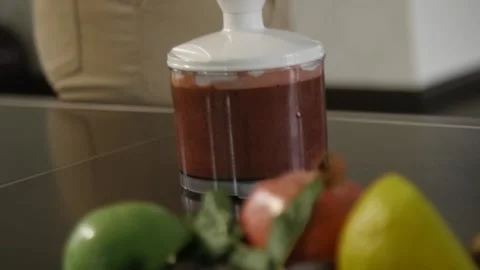 Mixer with fruits at work Stock Footage 140604806