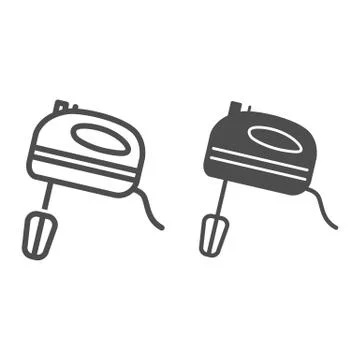 Mixer line and solid icon, ccc concept, kitchen mixer sign on white background Illustrazione stock