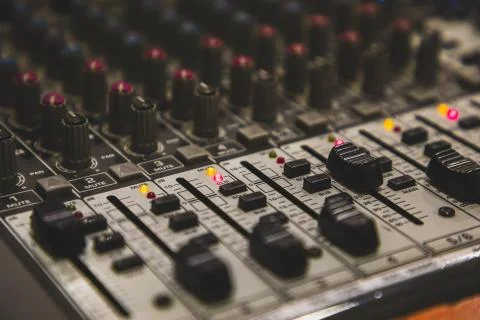 Mixer table perspective view blurred Stock Photos