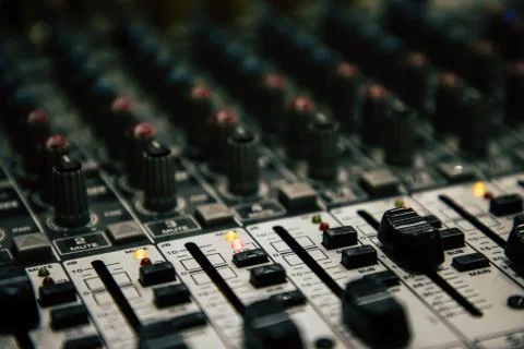 Mixer table perspective view blurred Stock Photos