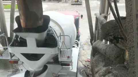 Mixer Truck Loading Concrete Stock Footage 310032589