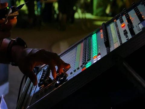 Mixers control in the event. Stock Footage 76769229