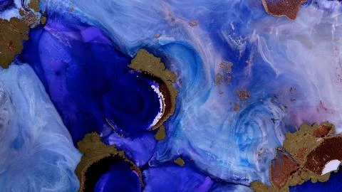 Mixing alcohol inks and epoxy resin with different colors in close-up view Stock Illustration