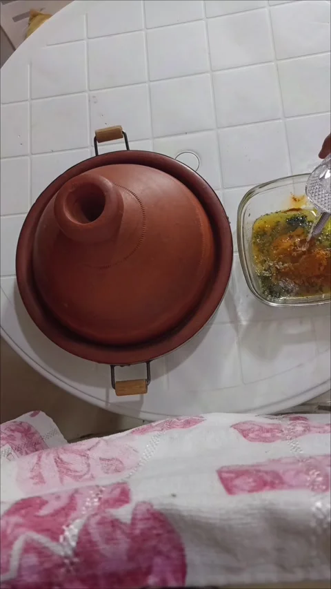 Mixing Authentic Moroccan Chermoula Sauce - Traditional Culinary Prep Video stock 333682518
