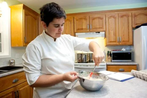 Mixing baking materials Stock Photos