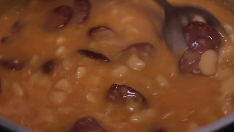 Mixing Beans, Close Up Stock Footage 86377022