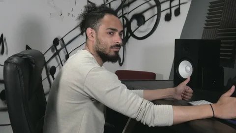 Mixing beats in record studio. Stock Footage 113193784