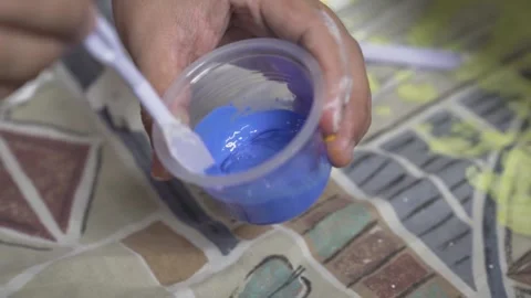 Mixing Blue Paint Stock-Footage 139265614