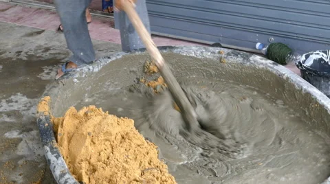 Mixing cement Video stock 53254802