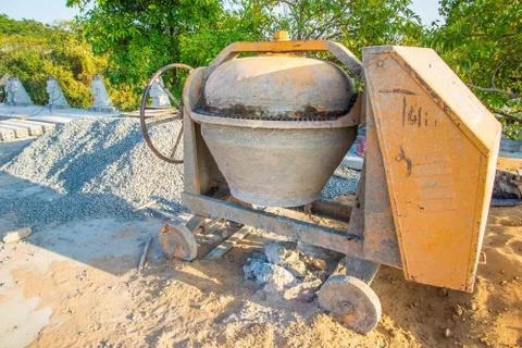 Mixing the cement Stock Photos
