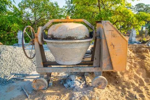Mixing the cement Stock Photos