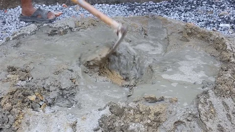 Mixing cement for the preparation of Construction . Stock Footage 77330704