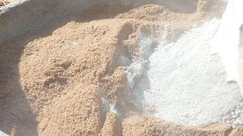 Mixing cement for the preparation of Construction Video stock 78215389