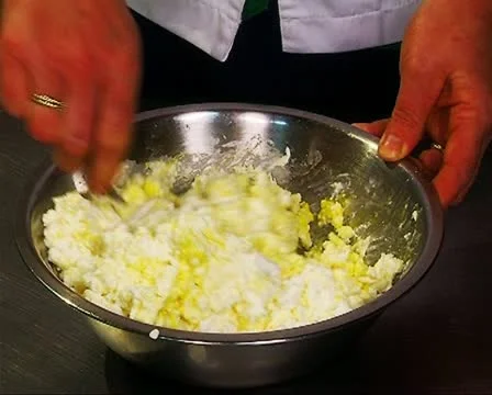 Mixing cheese stuffing Stock Footage 10717973