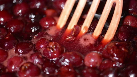 Mixing cherry fruit jam. Video stock 132440514