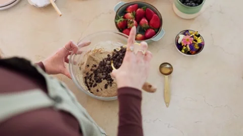Mixing Chocolate Chip Cookie Dough Close-up Video stock 339268406