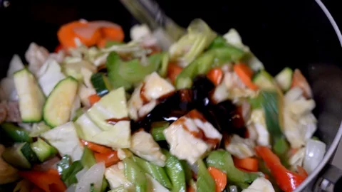 Mixing chop suey Stock Footage 112747919