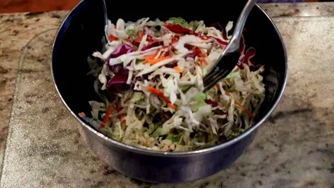 Mixing Coleslaw Stock Footage 133369492