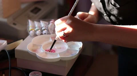 Mixing Colors for Make up Stock Footage 46594161