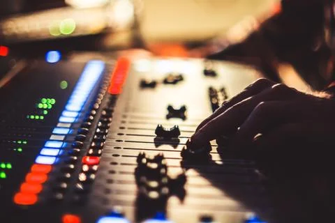 Mixing console at the concert Stock Photos