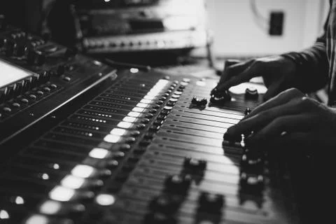 Mixing console at the concert Stock Photos