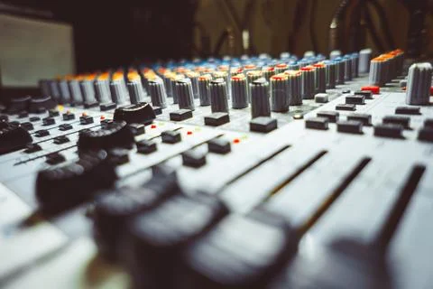 Mixing console at the concert 库存照片