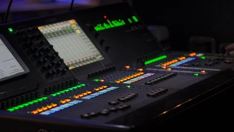 Mixing console at event, medium shot 스톡 동영상 101160037