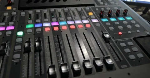Mixing console with screen Stock Footage 74610598