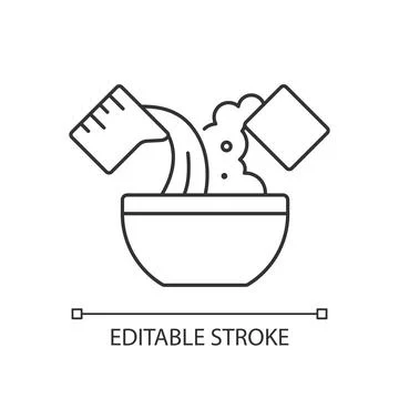 Mixing cooking ingredient linear icon Illustrazione stock