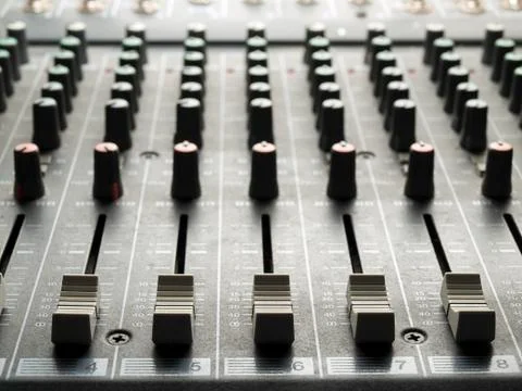 Mixing desk  faders and knobs Stock Photos