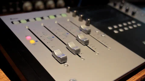 Mixing Desk faders seamless loop automated moving on their own Stock Footage 26078537