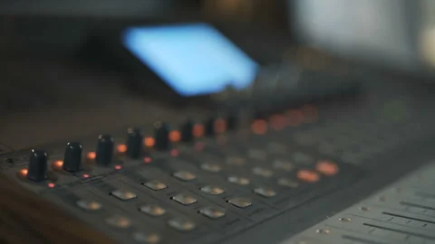 A mixing desk in a recording studio. Close-up. Vídeo Stock 102446888