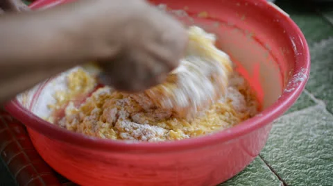 Mixing dough for apple cake Stock Footage 27126510