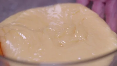 Mixing dough, Close-up, slow motion Stock Footage 75234807