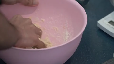 Mixing Dough in a Kitchen Stock Footage 317472413