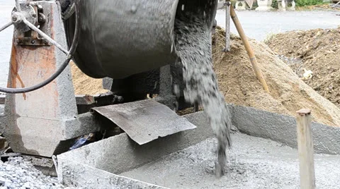 Mixing drum machine and laborer working in construct site Stock Footage 25849637