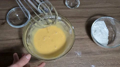 Mixing Eggs And  Flour Stock Footage 164155658
