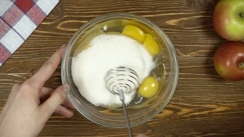 Mixing eggs and sugar. Stock Footage 88527402