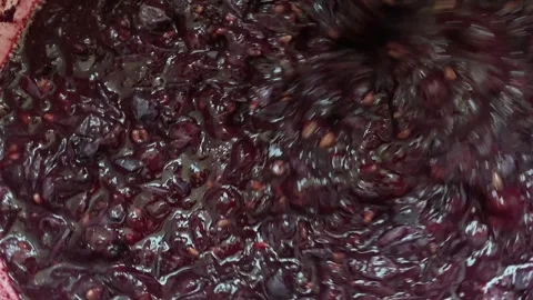 Mixing grape must for fermentation. The owner mixes grape must in a bucket. Vídeos de archivo 246048714