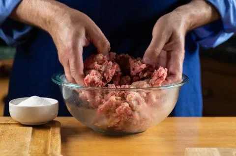 Mixing Ground Meat Stock Photos
