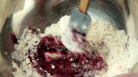 Mixing ingredients for making French Macarons, closeup Stock Footage 62425694