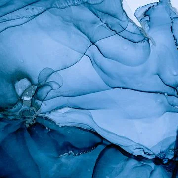 Mixing Inks. Art Wave Background. Blue Alcohol Stock Illustration