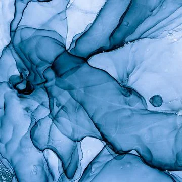 Mixing Inks. Oil Flow Background. Indigo Abstract Stock Illustration