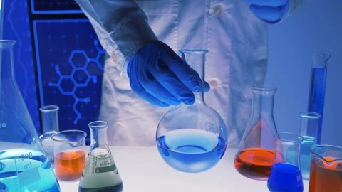 Mixing LIquids In Lab  Stock Footage 124856644
