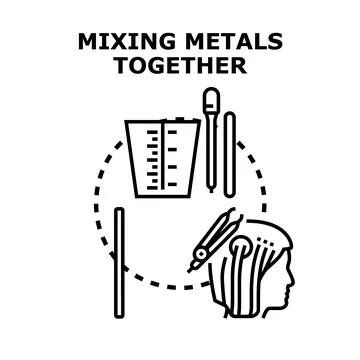 Mixing metals together for scientific experiment black icon Stock Illustration