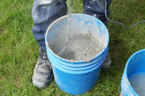 Mixing mortar Stock Photos