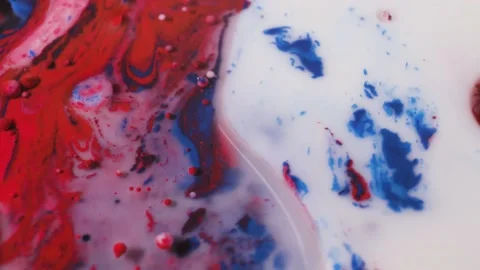 Mixing multi-colored ink, oil and milk. Stock Footage 171374109