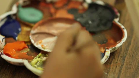 Mixing paint tray Stock-Footage 36012032